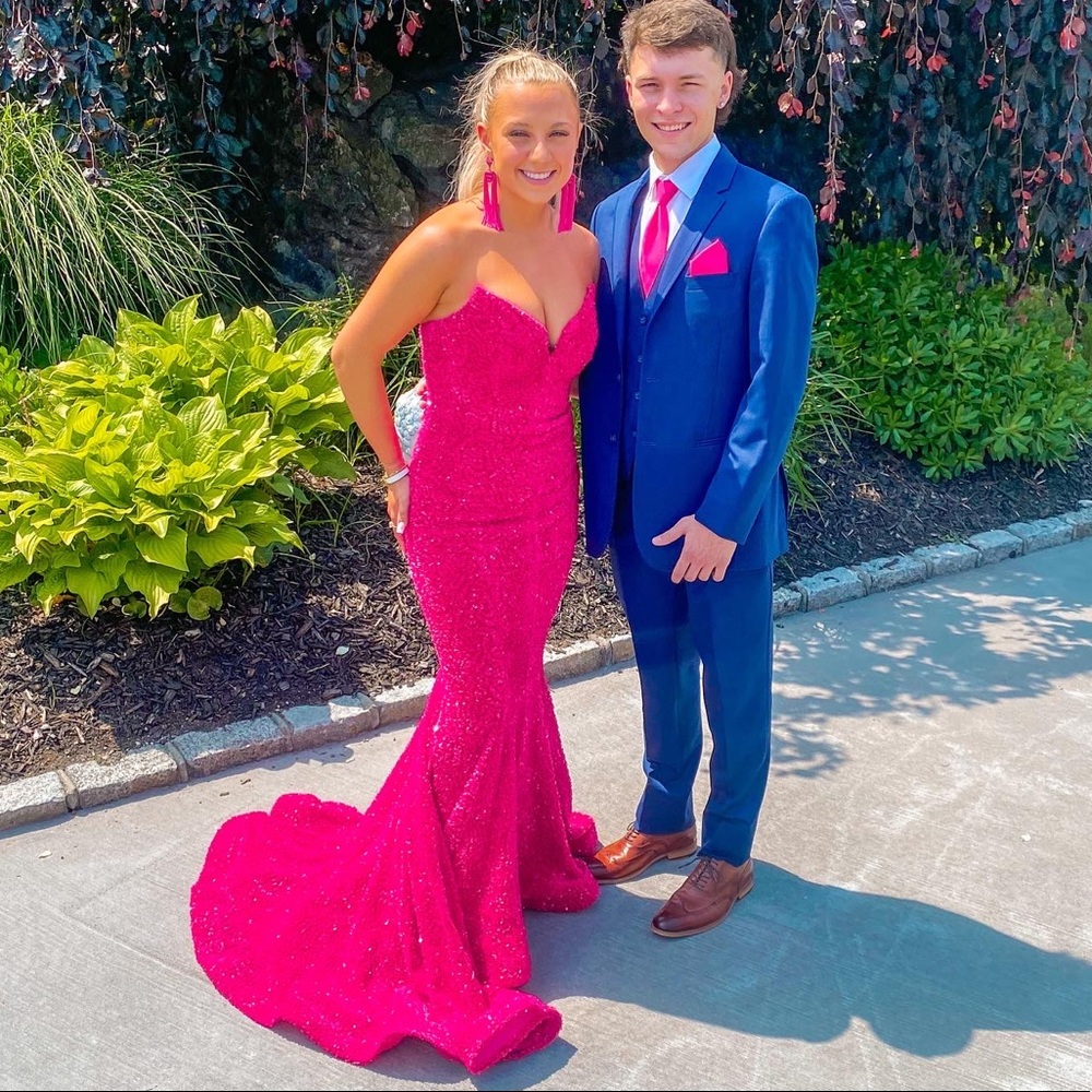 hot pink/magenta prom dress, strapless-
